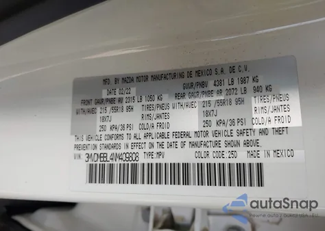 2022 Mazda Cx-30 Select из США, поврежденный, VIN 3MVDMBBL4NM409808